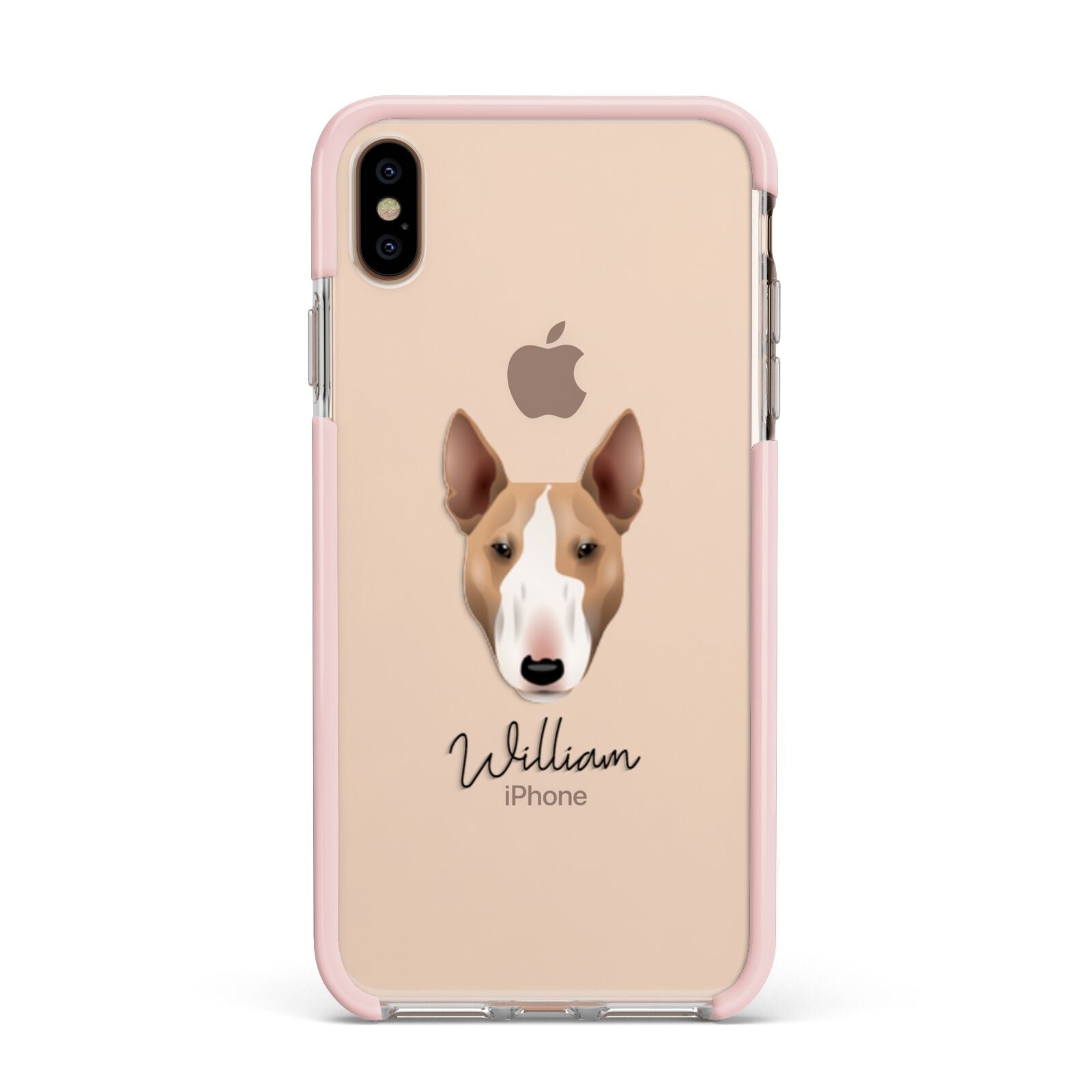 Bull Terrier Personalised Apple iPhone Xs Max Impact Case Pink Edge on Gold Phone