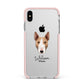Bull Terrier Personalised Apple iPhone Xs Max Impact Case Pink Edge on Silver Phone