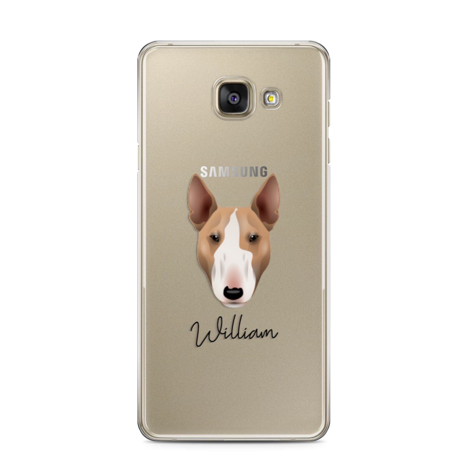 Bull Terrier Personalised Samsung Galaxy A3 2016 Case on gold phone