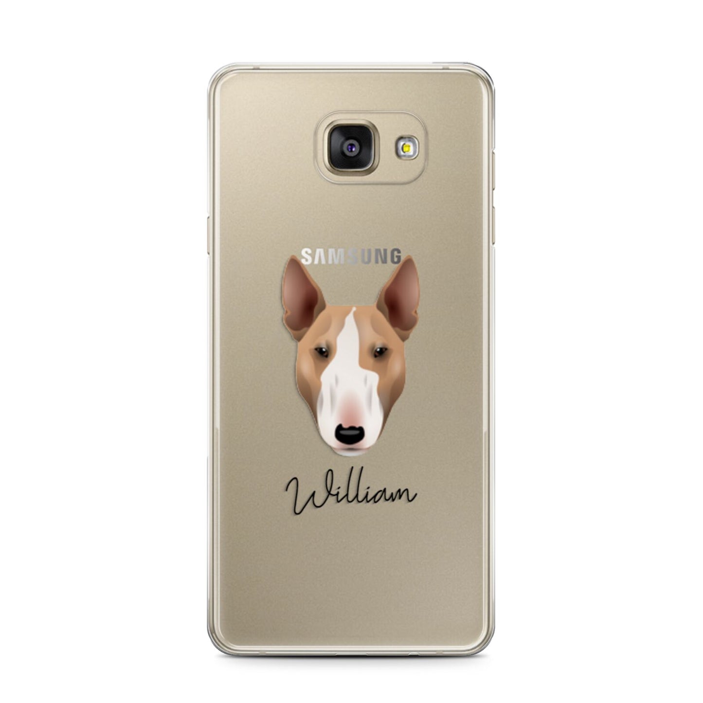 Bull Terrier Personalised Samsung Galaxy A7 2016 Case on gold phone