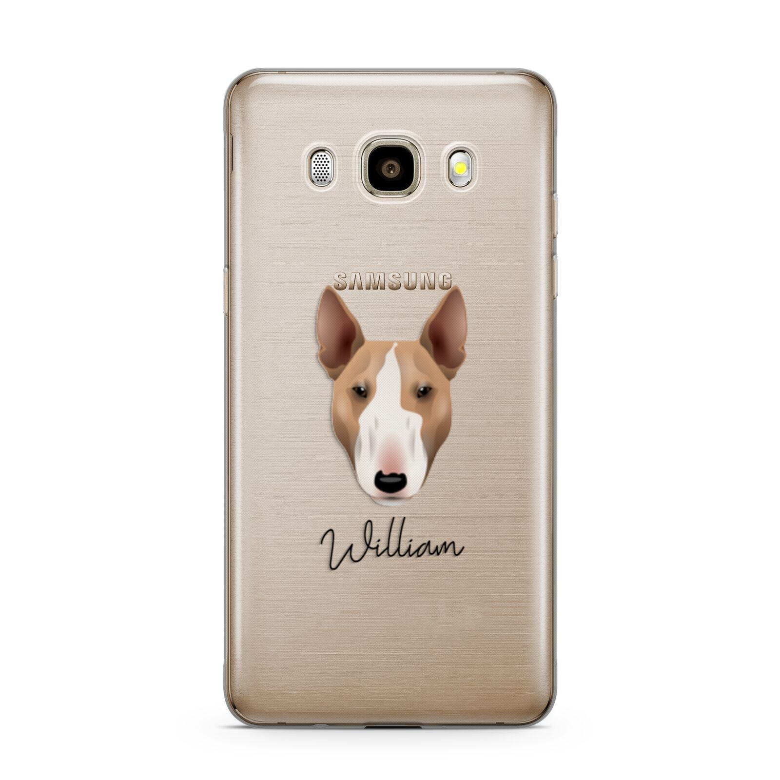 Bull Terrier Personalised Samsung Galaxy J7 2016 Case on gold phone