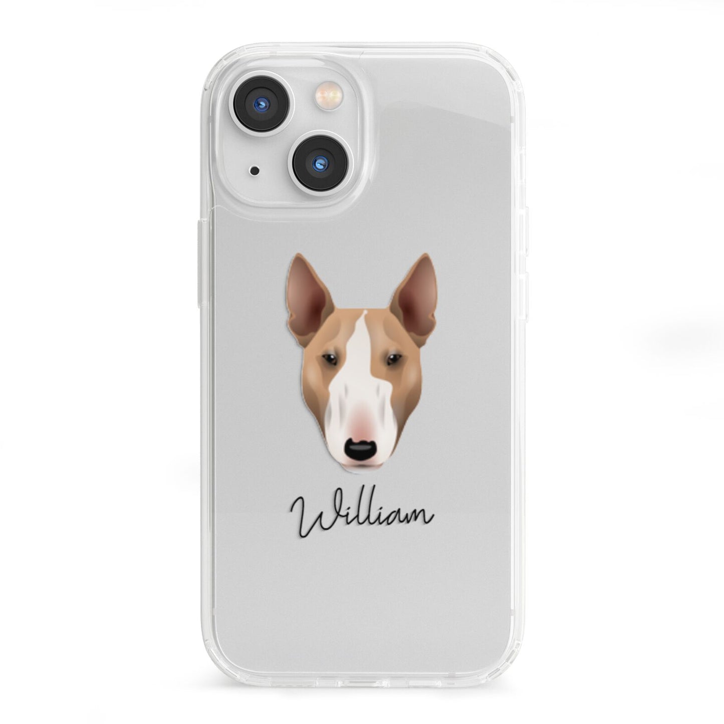 Bull Terrier Personalised iPhone 13 Mini Clear Bumper Case