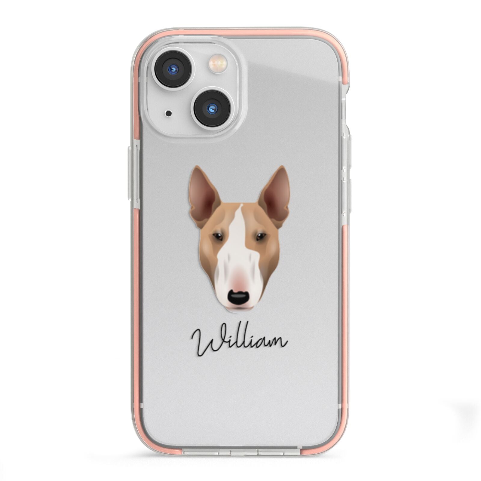 Bull Terrier Personalised iPhone 13 Mini TPU Impact Case with Pink Edges