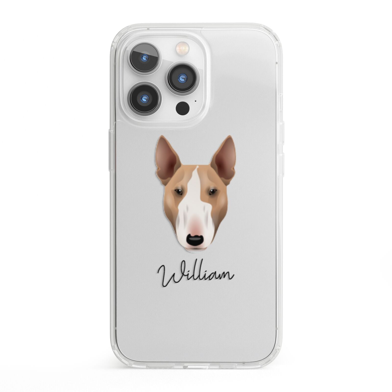 Bull Terrier Personalised iPhone 13 Pro Clear Bumper Case