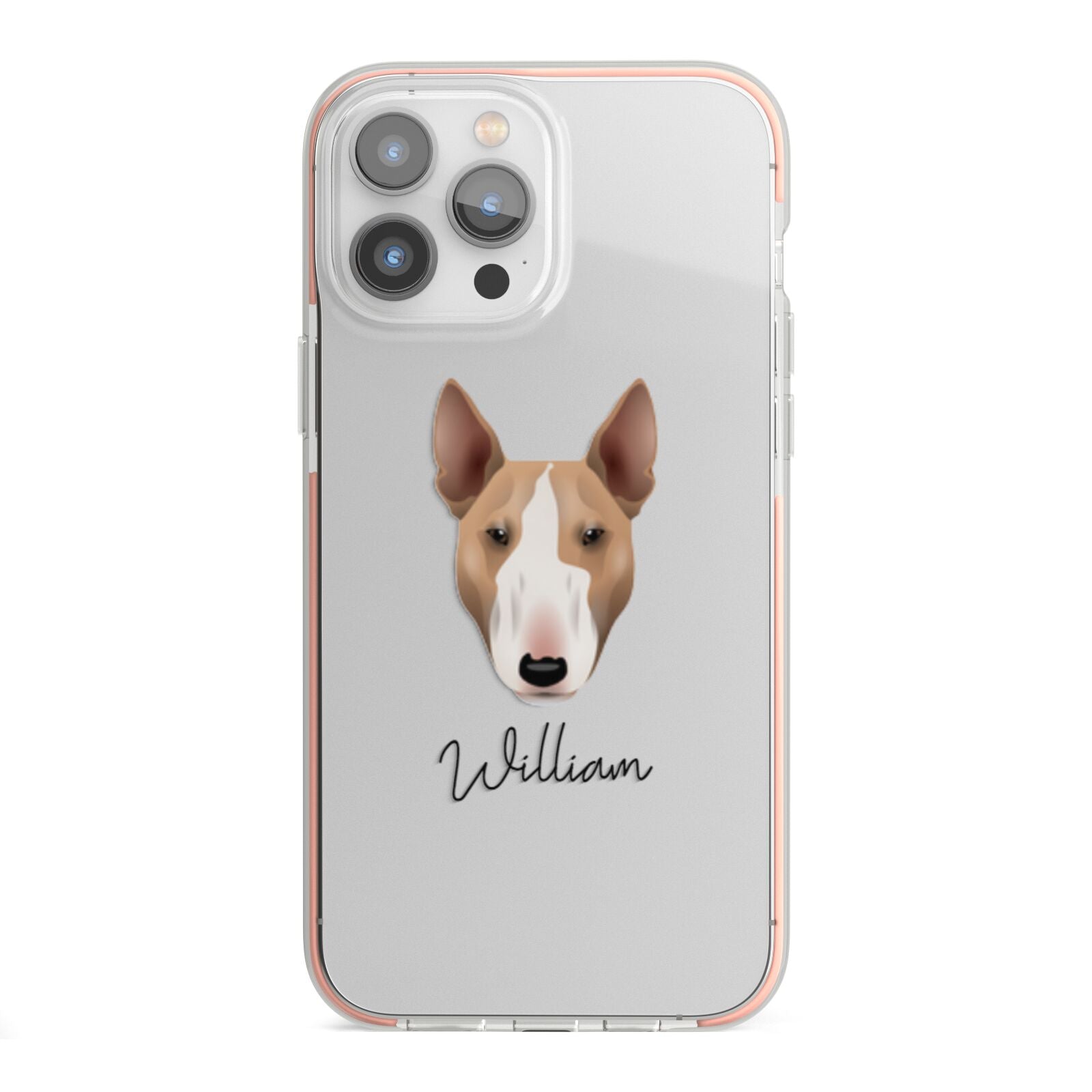 Bull Terrier Personalised iPhone 13 Pro Max TPU Impact Case with Pink Edges