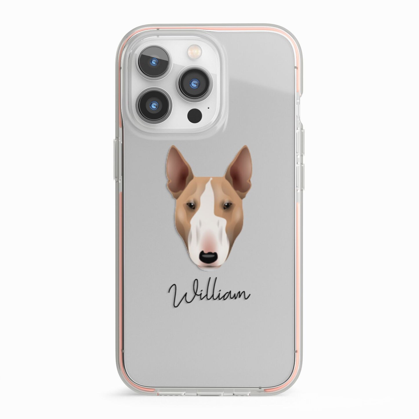Bull Terrier Personalised iPhone 13 Pro TPU Impact Case with Pink Edges