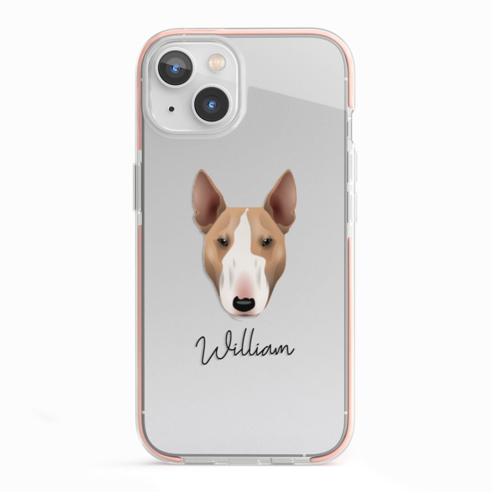 Bull Terrier Personalised iPhone 13 TPU Impact Case with Pink Edges