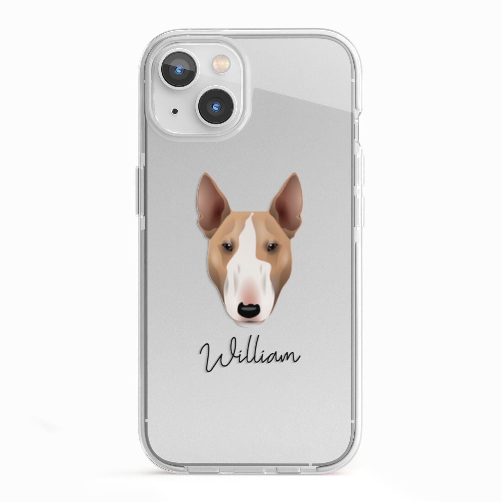 Bull Terrier Personalised iPhone 13 TPU Impact Case with White Edges