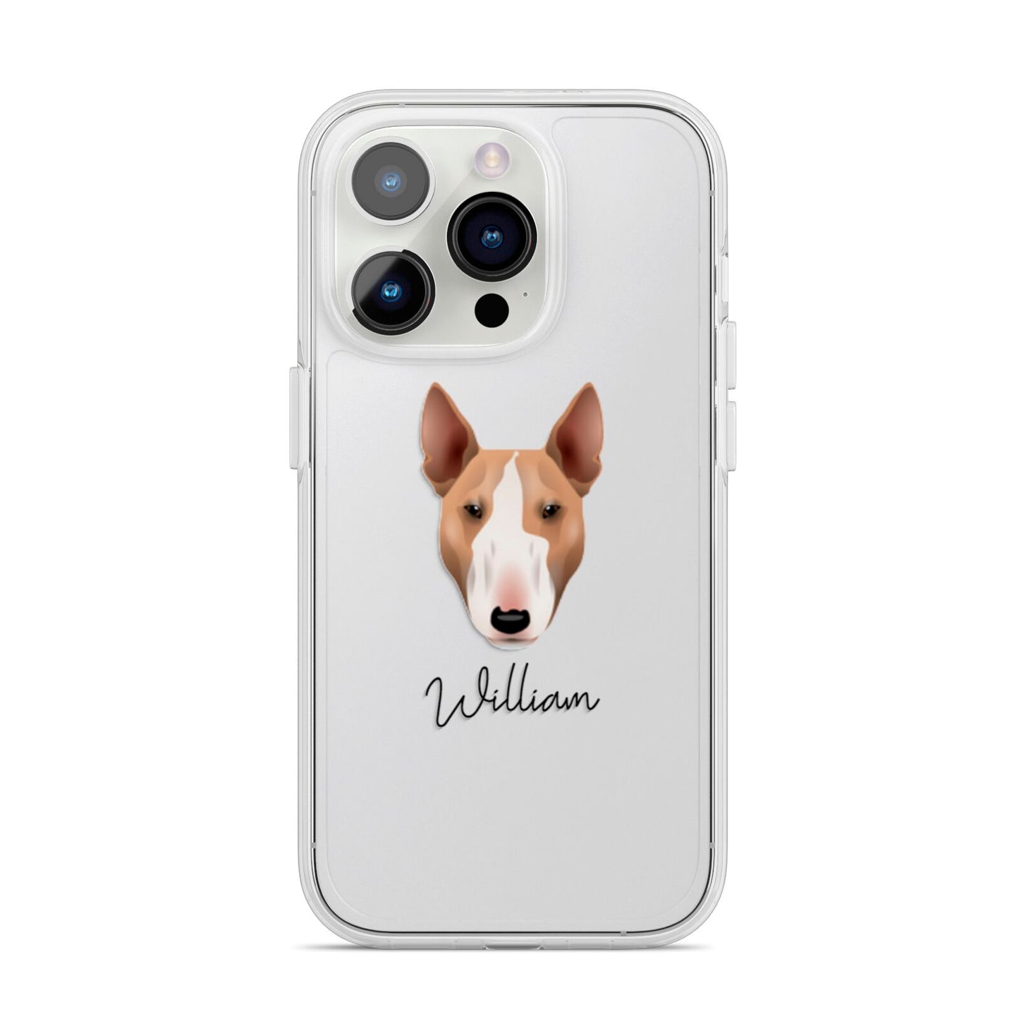 Bull Terrier Personalised iPhone 14 Pro Clear Tough Case Silver