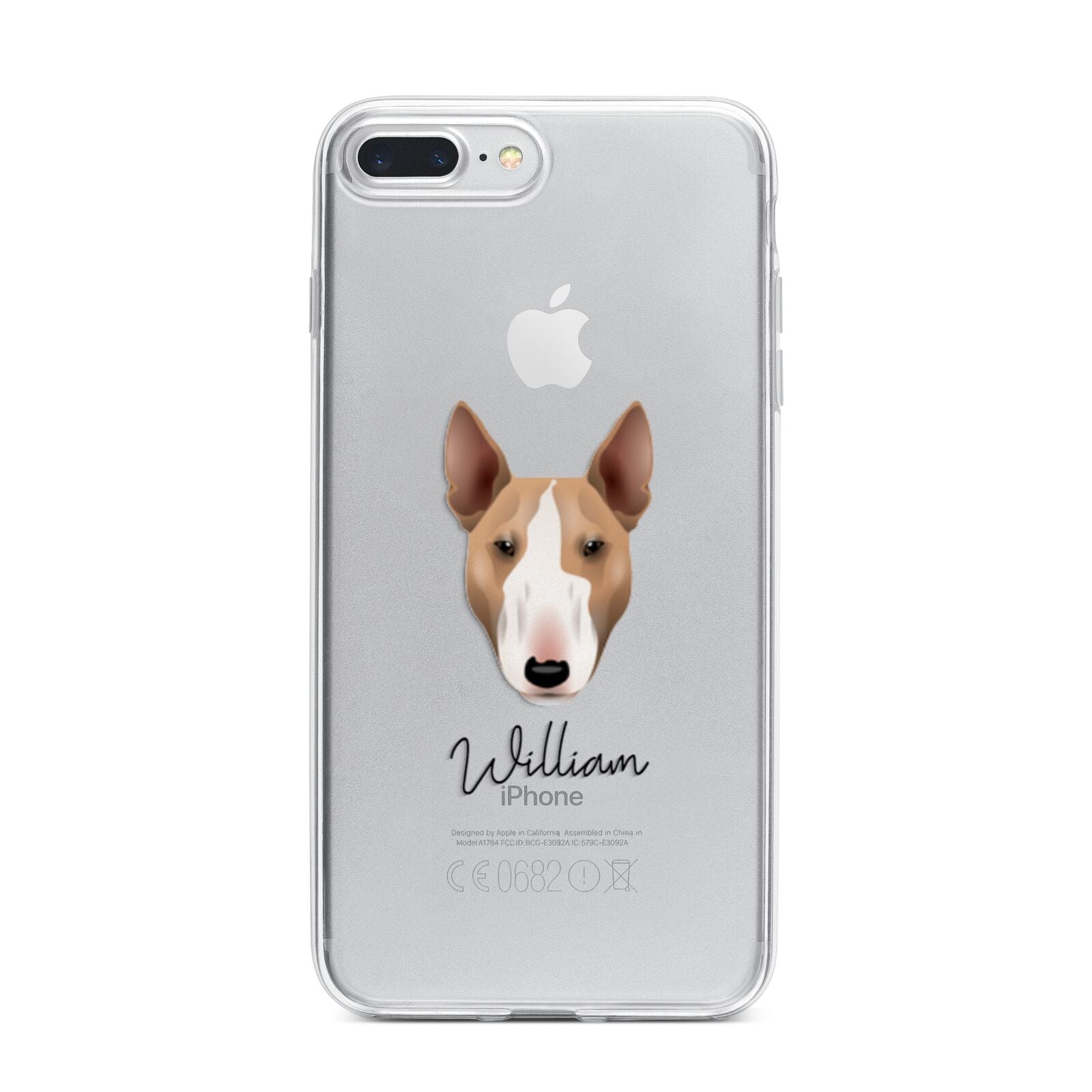 Bull Terrier Personalised iPhone 7 Plus Bumper Case on Silver iPhone