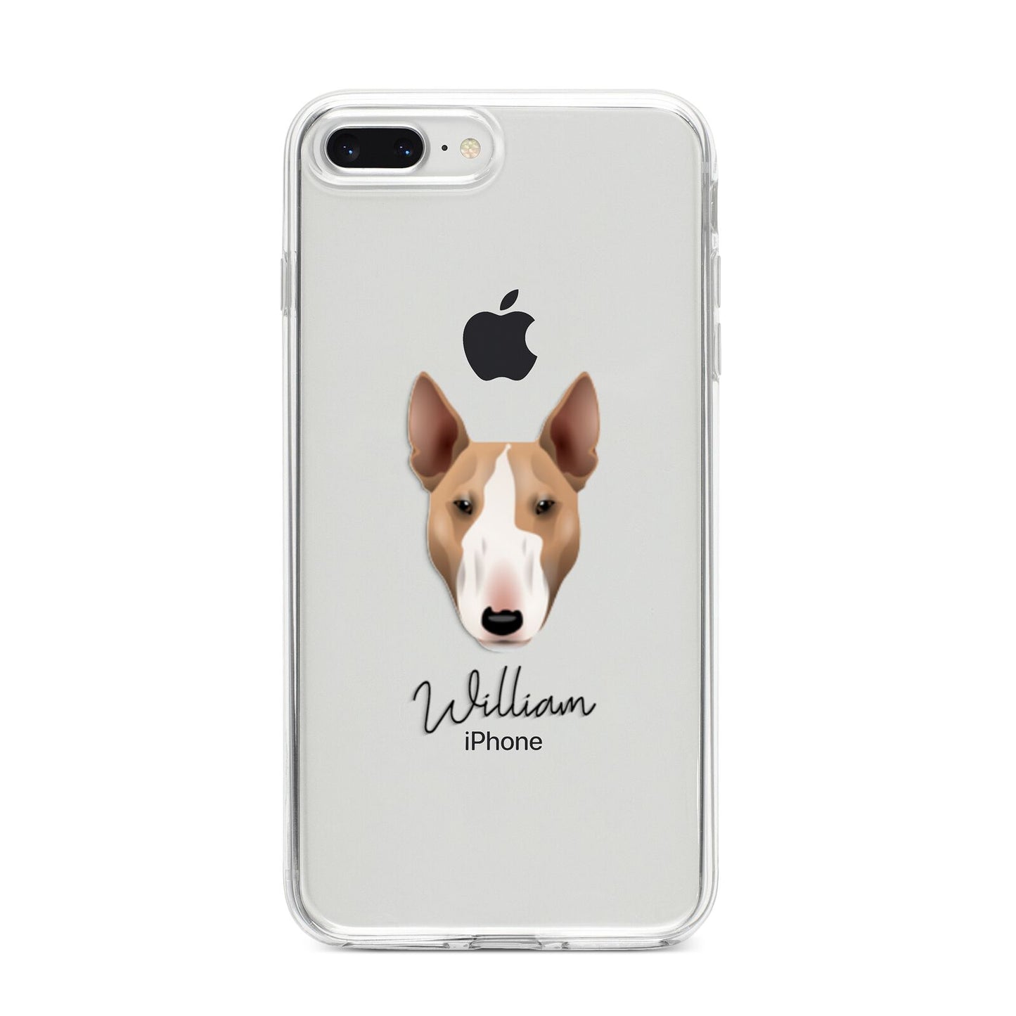 Bull Terrier Personalised iPhone 8 Plus Bumper Case on Silver iPhone