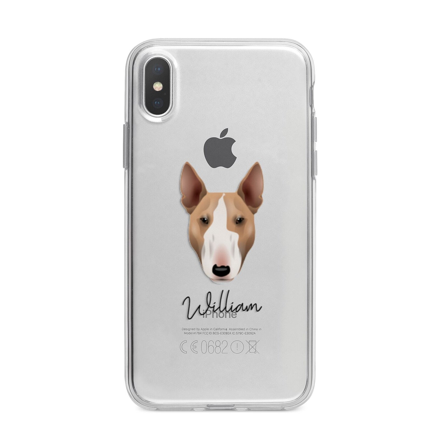 Bull Terrier Personalised iPhone X Bumper Case on Silver iPhone Alternative Image 1