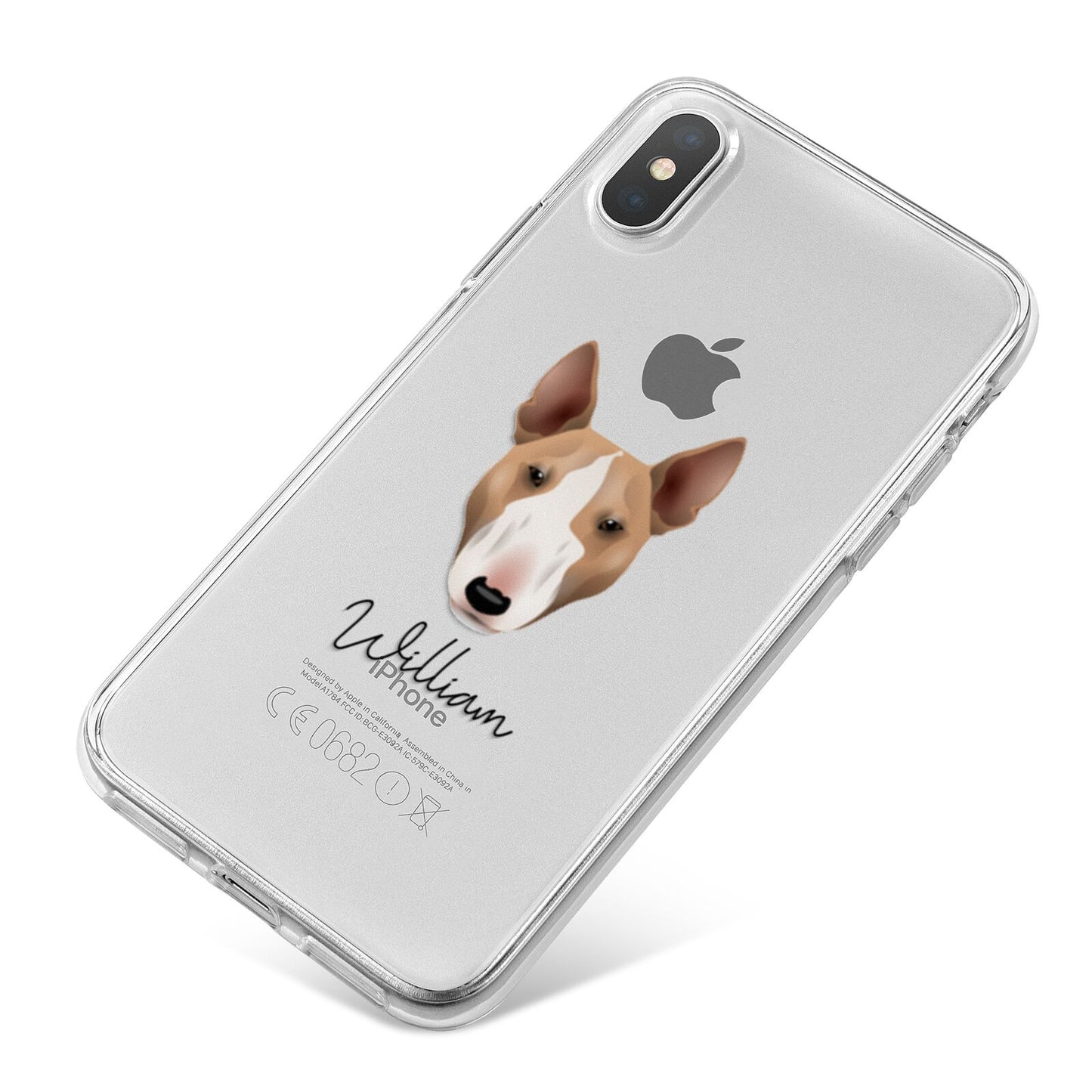Bull Terrier Personalised iPhone X Bumper Case on Silver iPhone