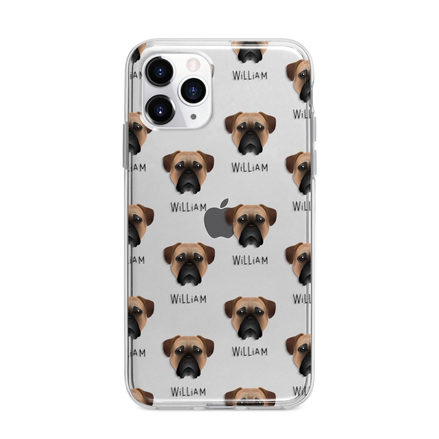 Bullmastiff Icon with Name Apple iPhone 11 Pro Max in Silver with Bumper Case