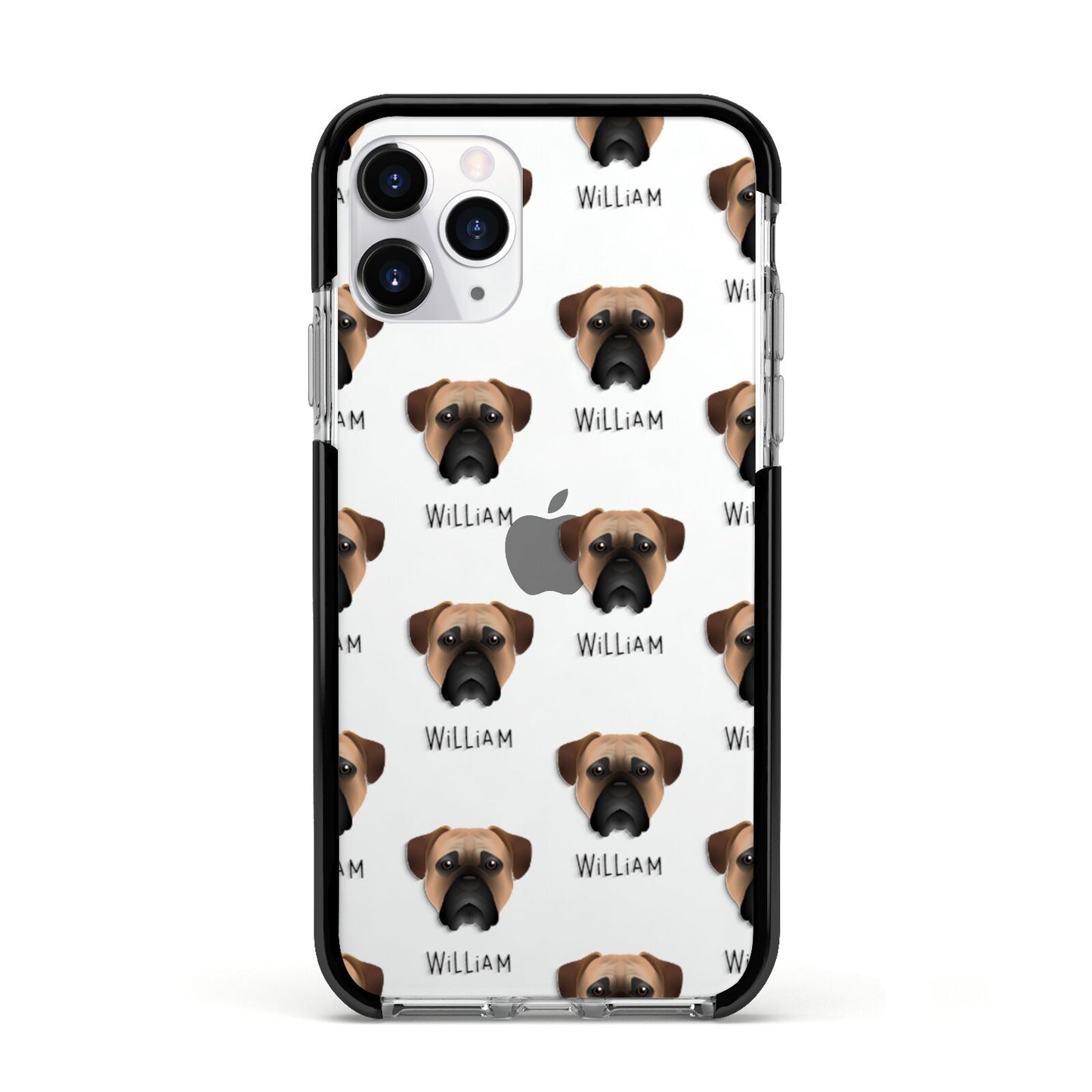 Bullmastiff Icon with Name Apple iPhone 11 Pro in Silver with Black Impact Case