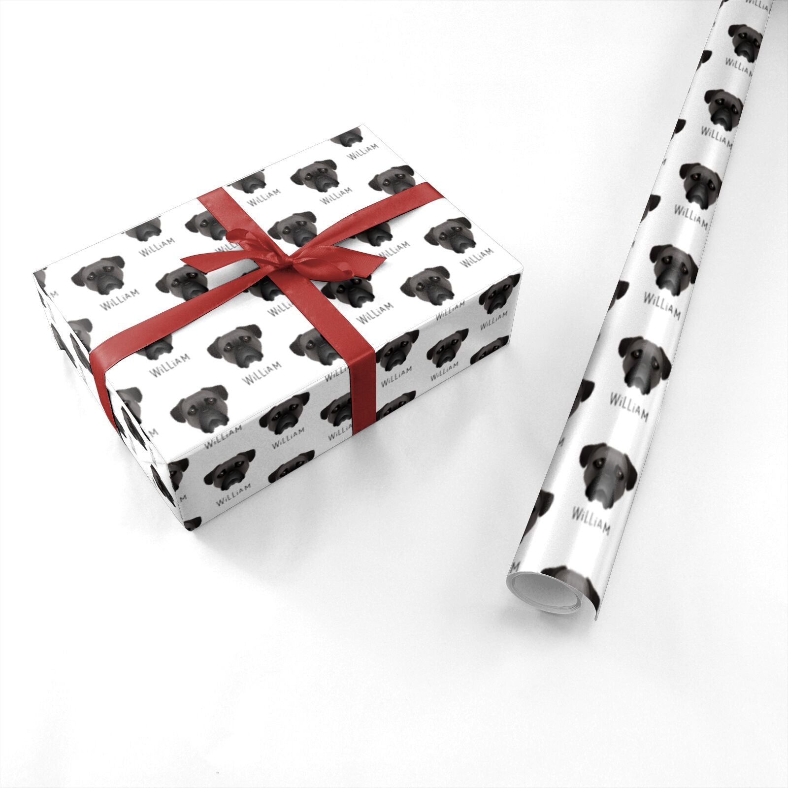 Bullmastiff Icon with Name Personalised Wrapping Paper