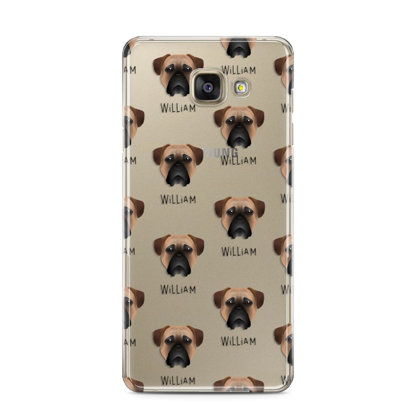 Bullmastiff Icon with Name Samsung Galaxy A3 2016 Case on gold phone
