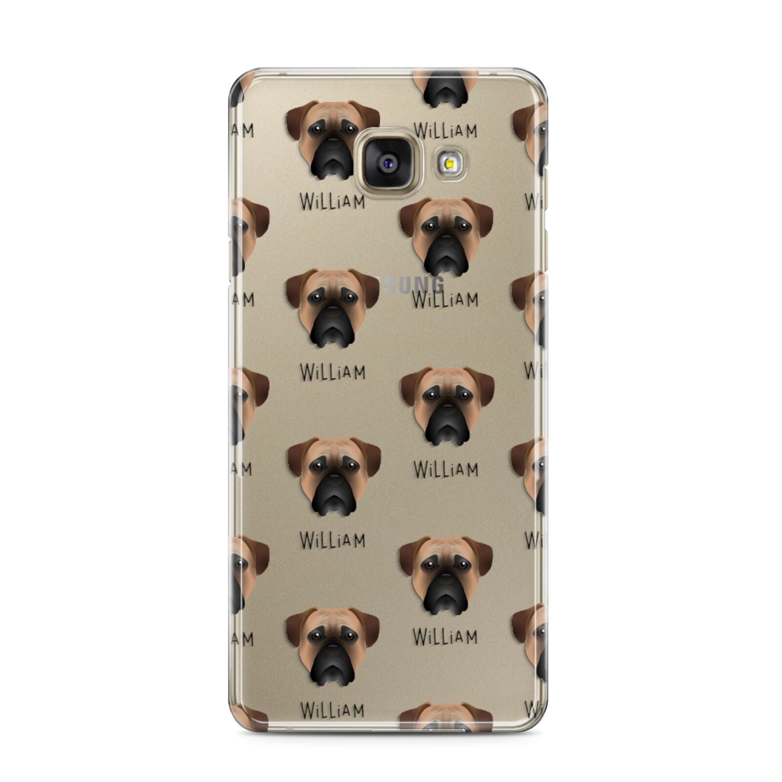 Bullmastiff Icon with Name Samsung Galaxy A3 2016 Case on gold phone