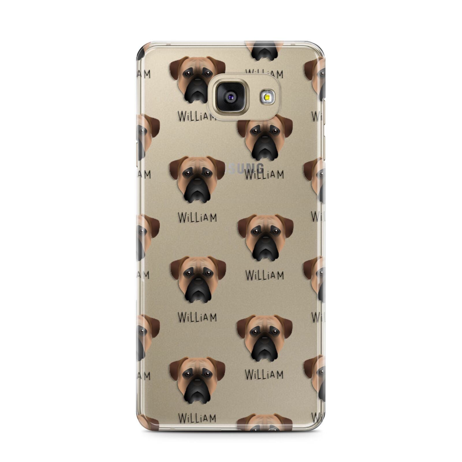 Bullmastiff Icon with Name Samsung Galaxy A7 2016 Case on gold phone