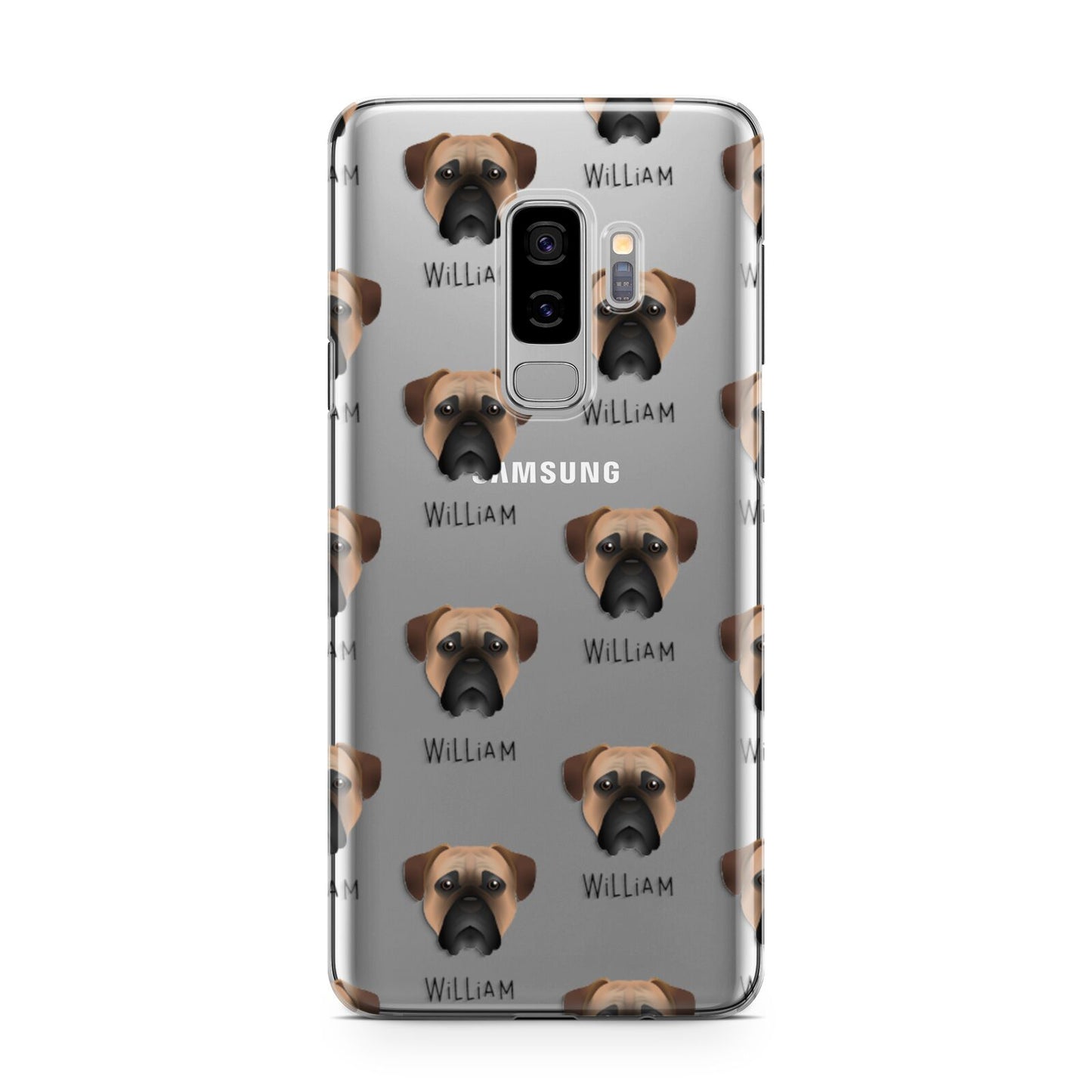 Bullmastiff Icon with Name Samsung Galaxy S9 Plus Case on Silver phone