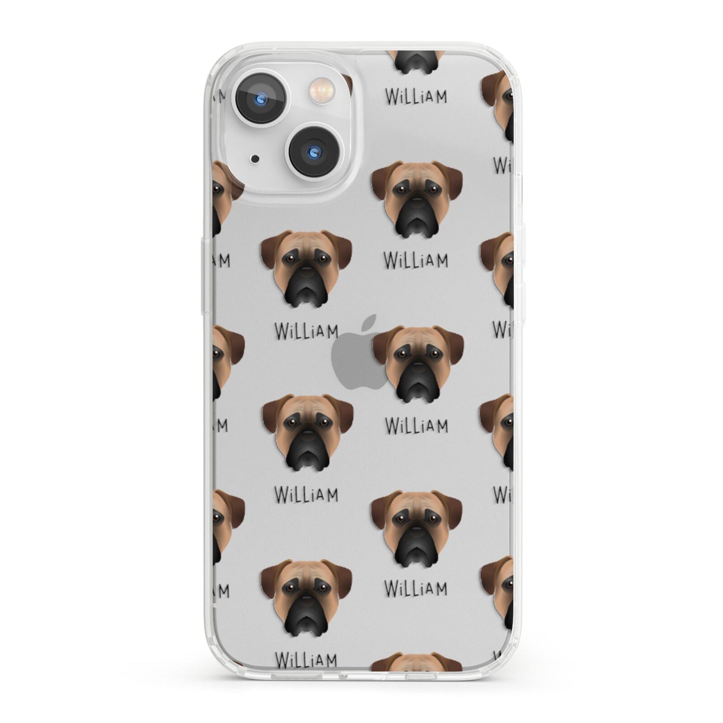 Bullmastiff Icon with Name iPhone 13 Clear Bumper Case