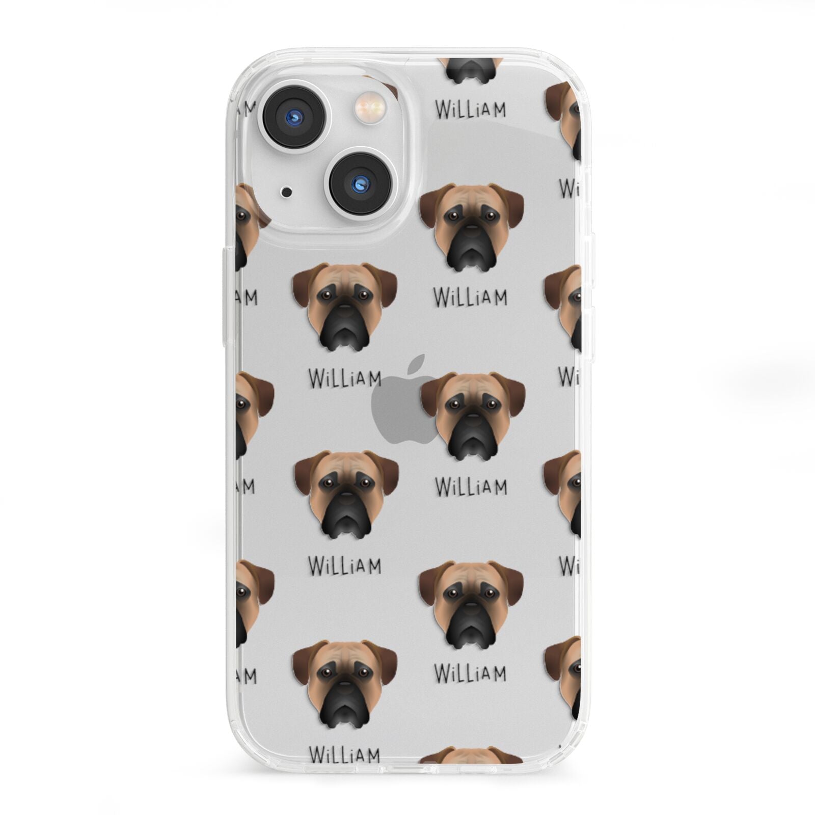 Bullmastiff Icon with Name iPhone 13 Mini Clear Bumper Case