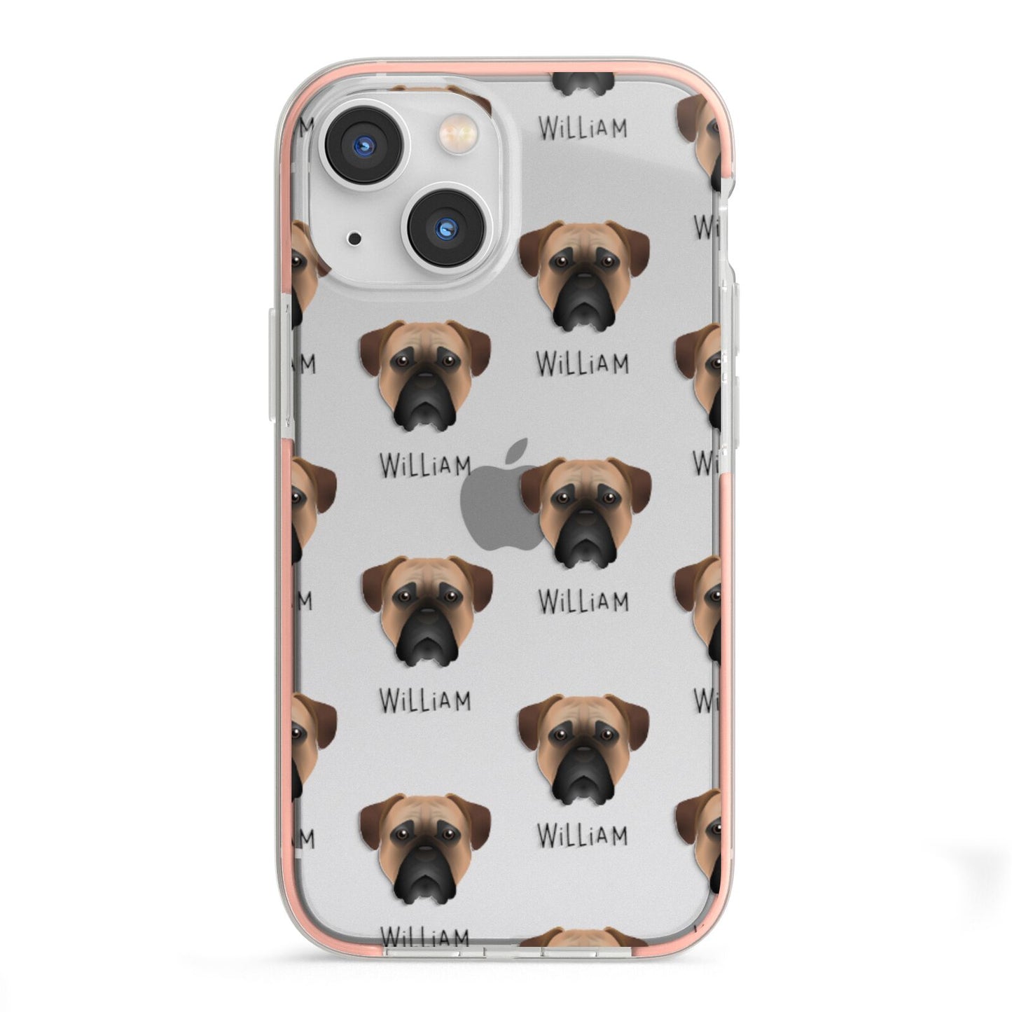 Bullmastiff Icon with Name iPhone 13 Mini TPU Impact Case with Pink Edges