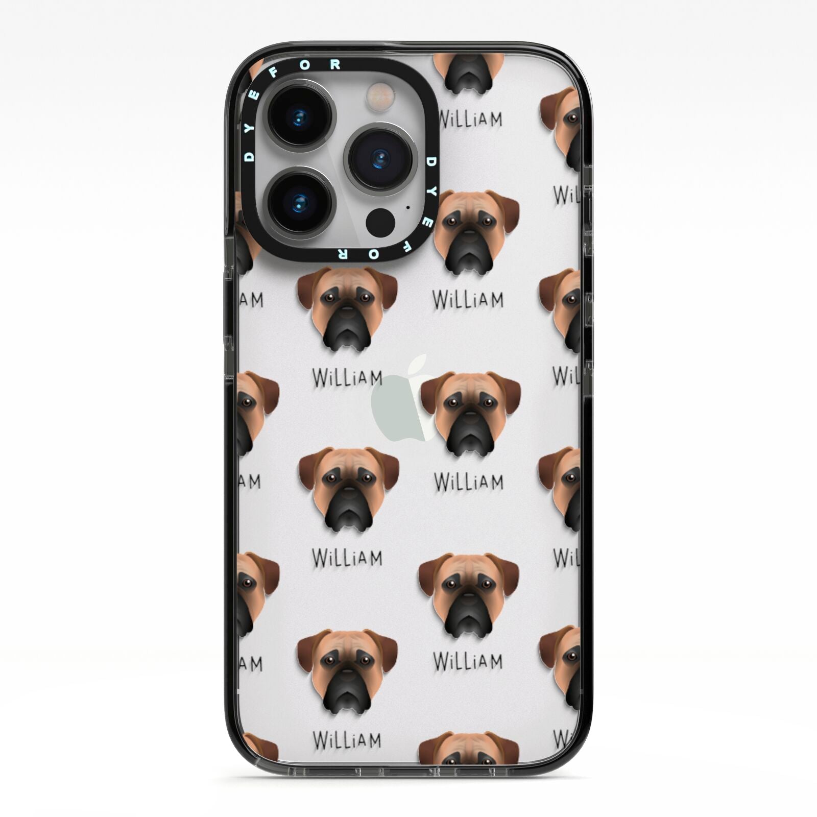 Bullmastiff Icon with Name iPhone 13 Pro Black Impact Case on Silver phone