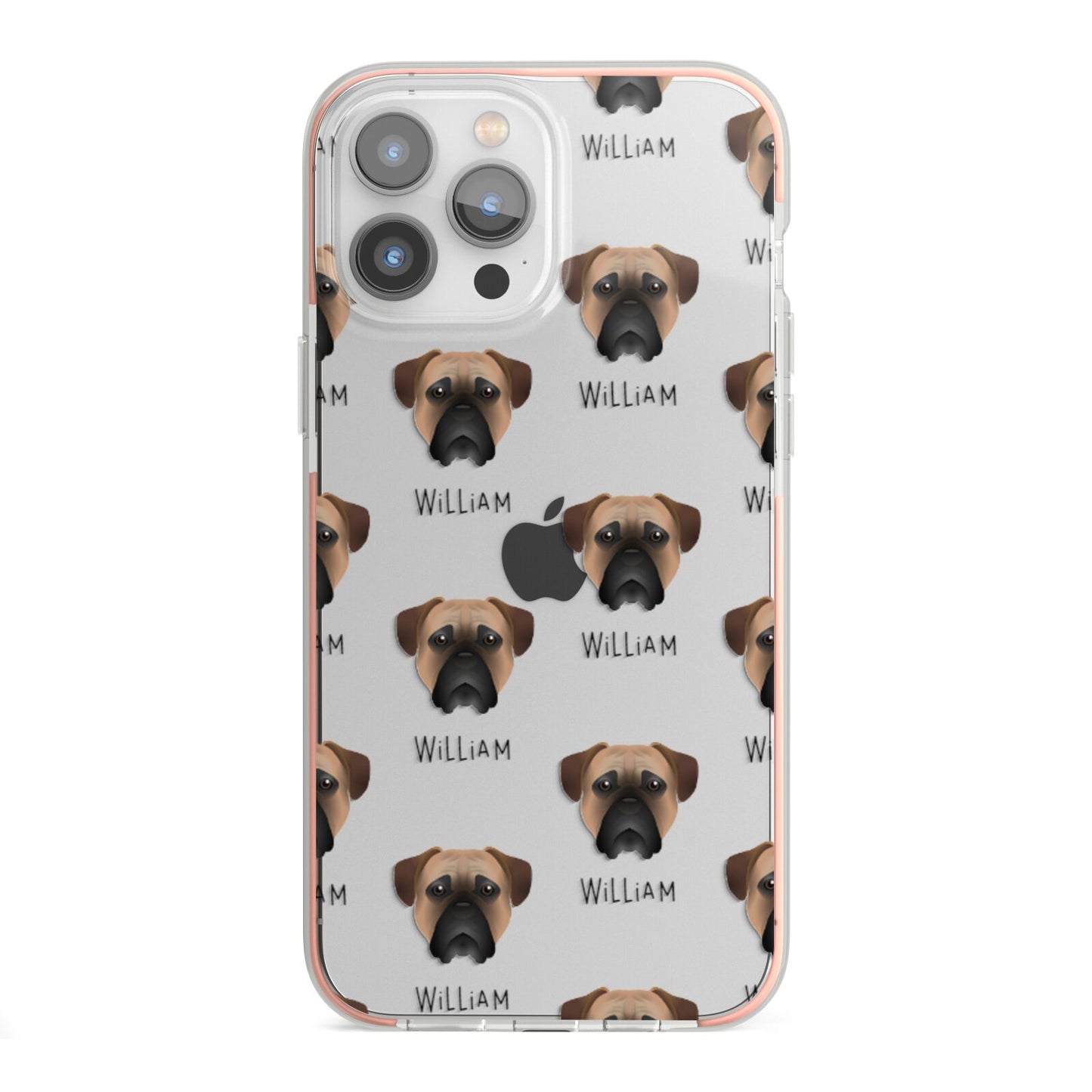 Bullmastiff Icon with Name iPhone 13 Pro Max TPU Impact Case with Pink Edges