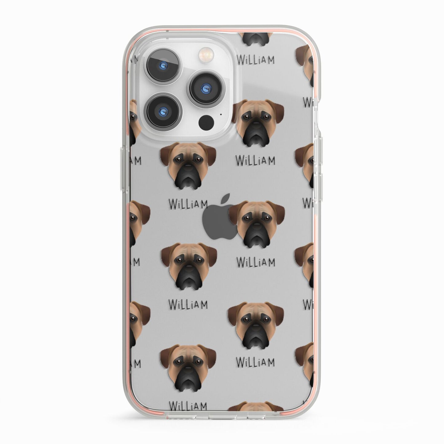 Bullmastiff Icon with Name iPhone 13 Pro TPU Impact Case with Pink Edges