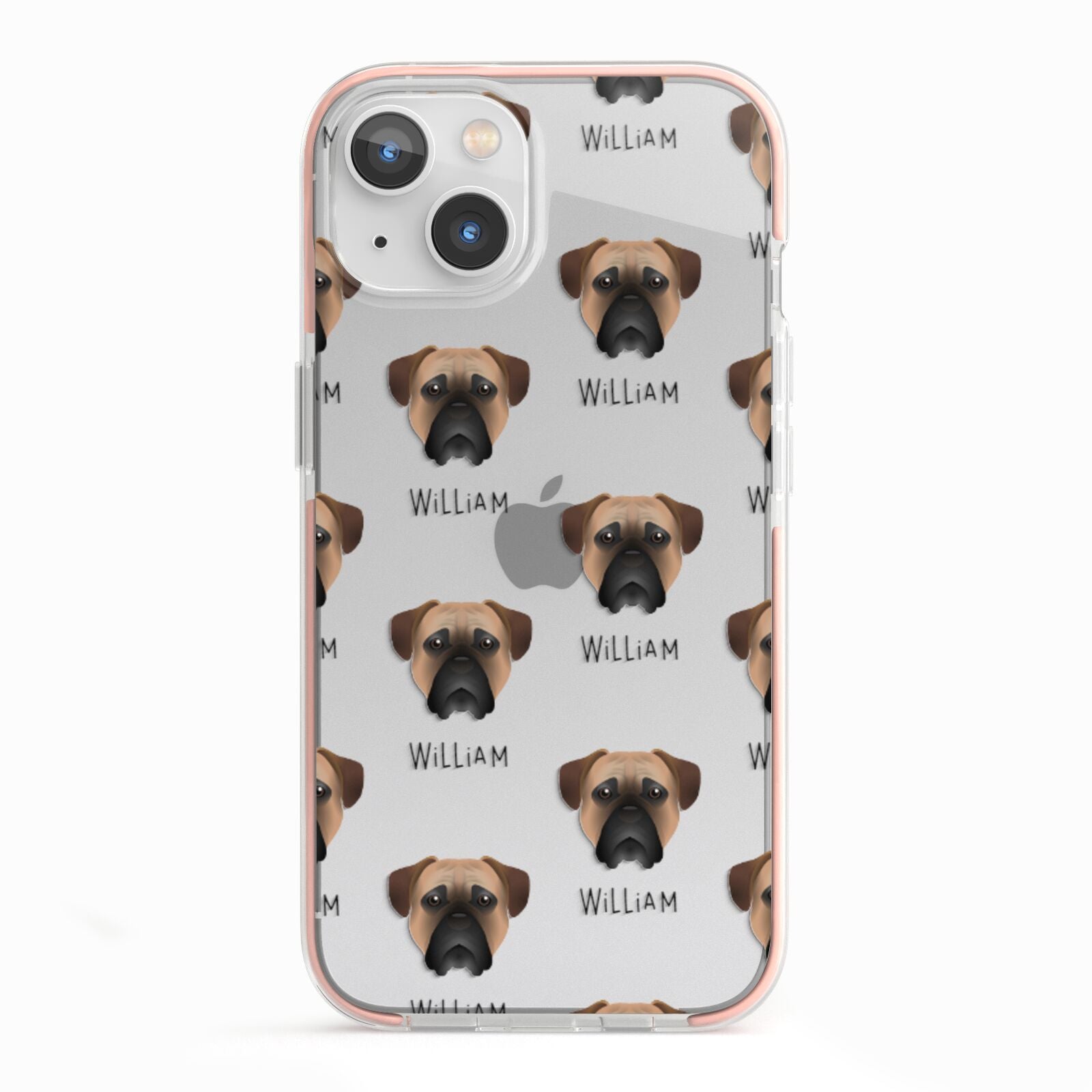 Bullmastiff Icon with Name iPhone 13 TPU Impact Case with Pink Edges