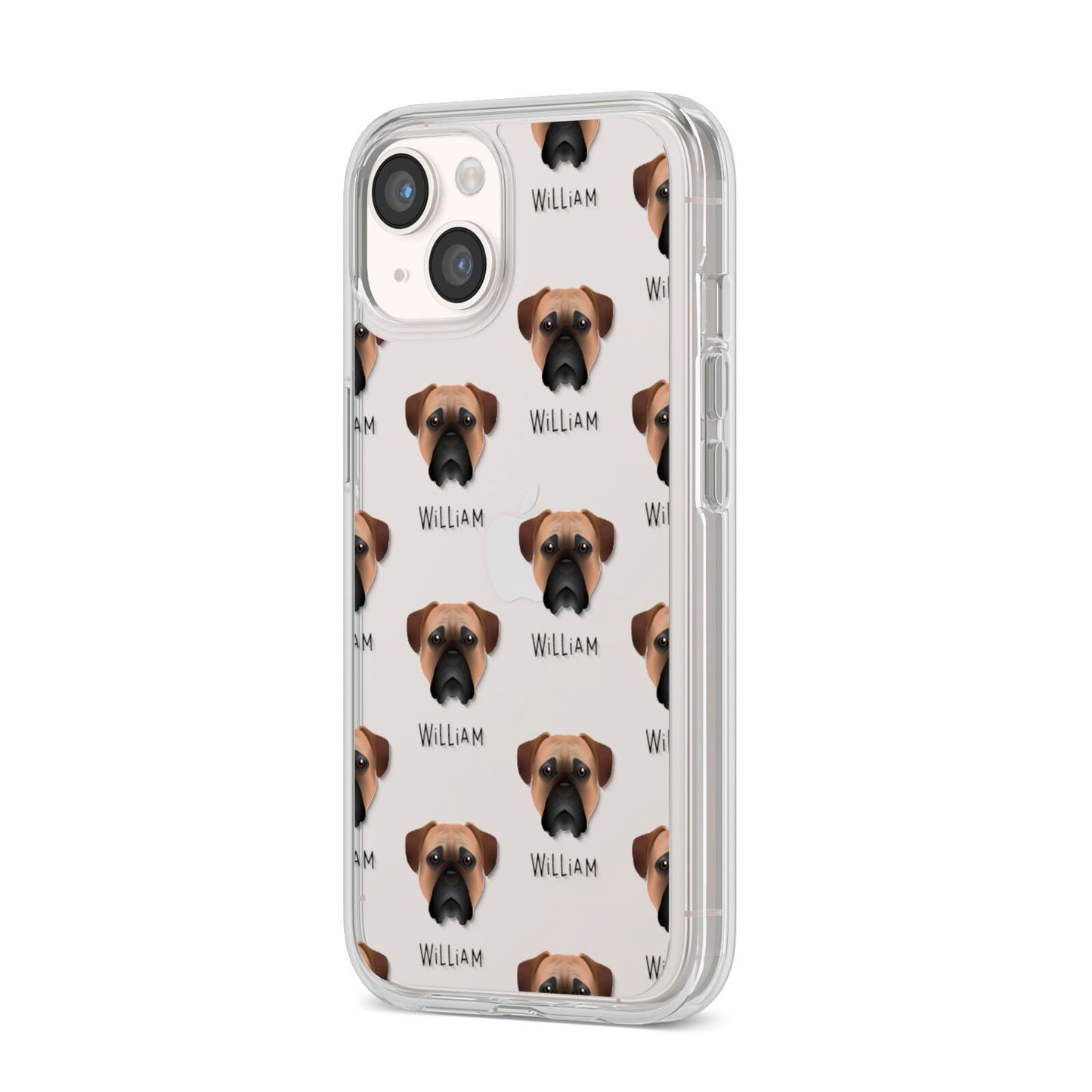 Bullmastiff Icon with Name iPhone 14 Clear Tough Case Starlight Angled Image