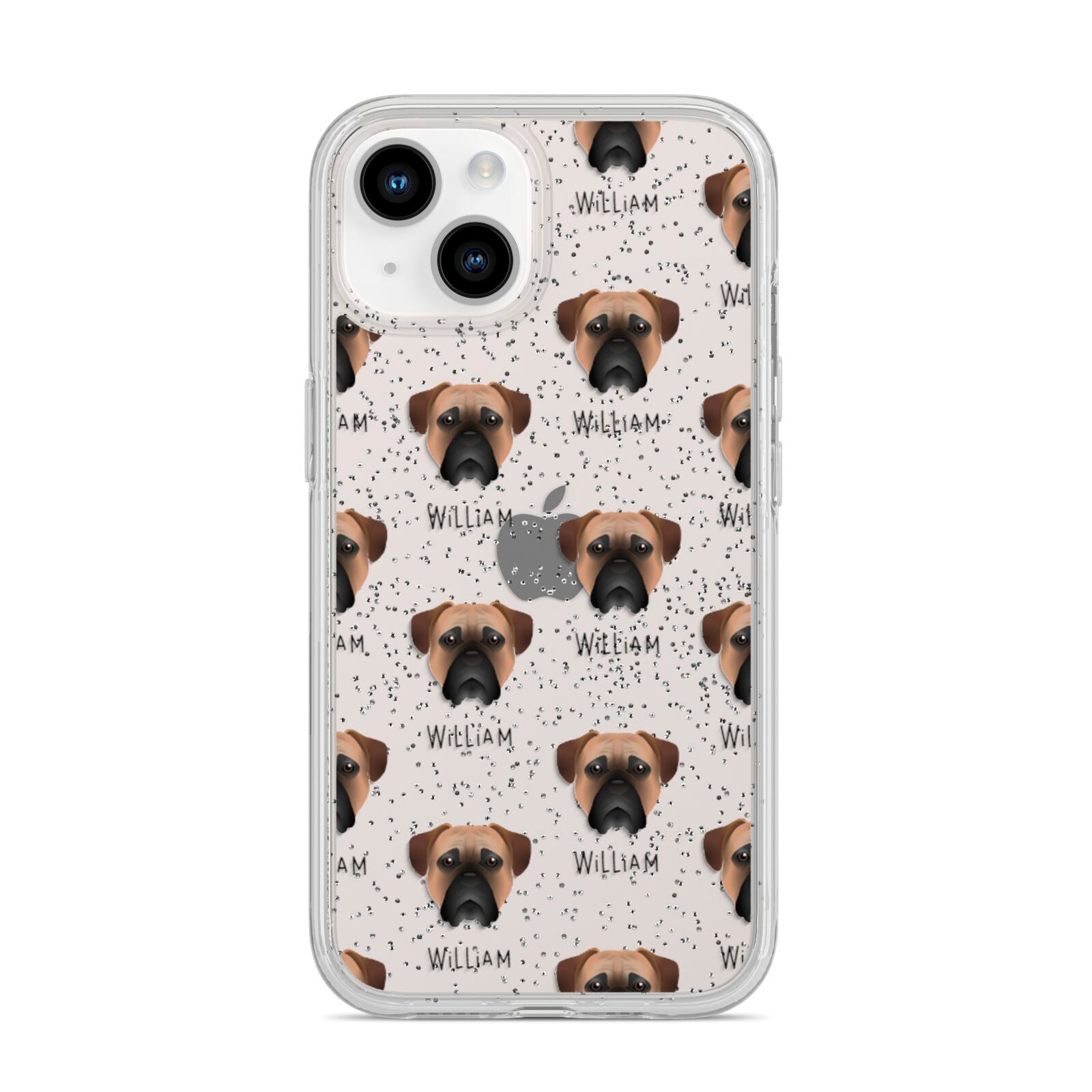 Bullmastiff Icon with Name iPhone 14 Glitter Tough Case Starlight