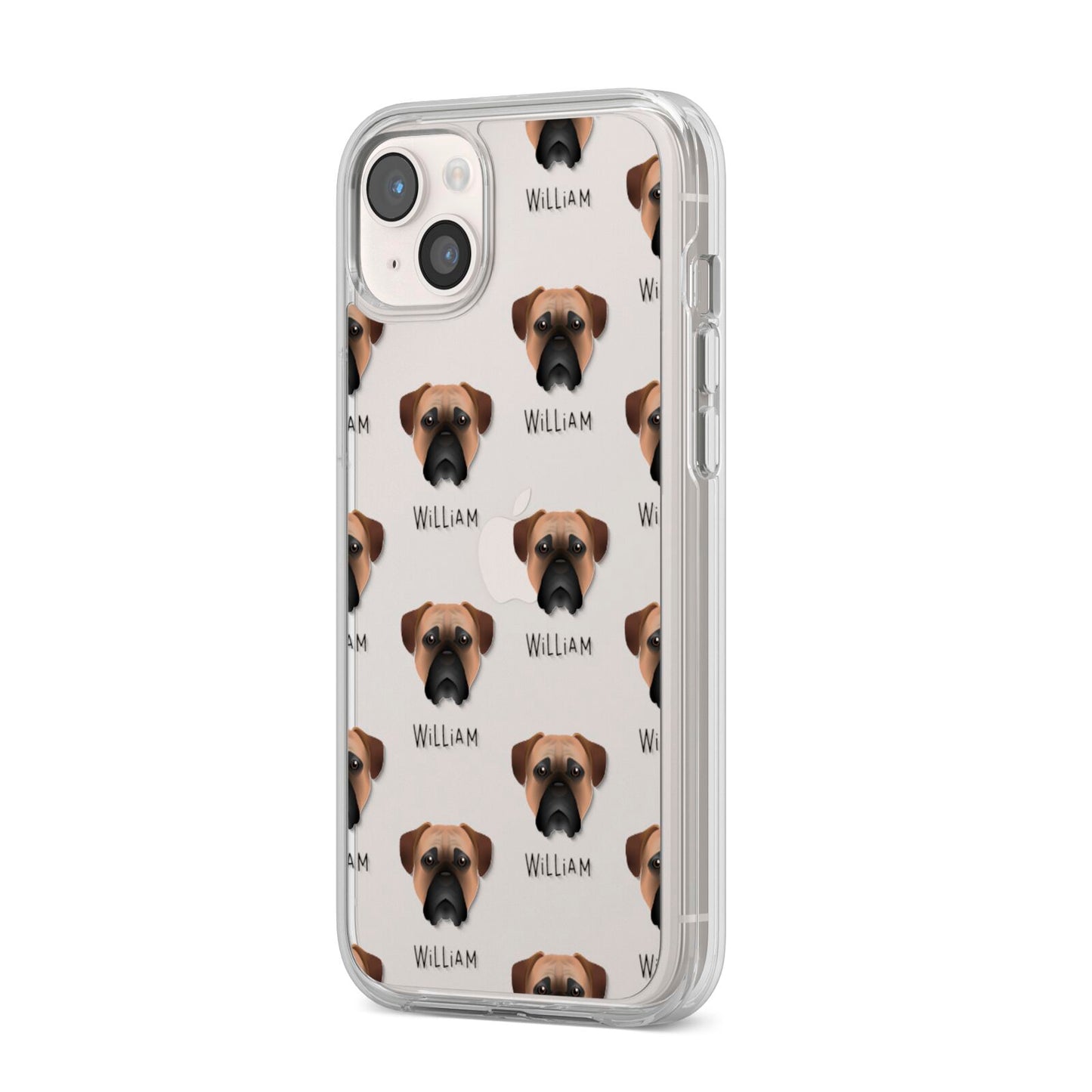 Bullmastiff Icon with Name iPhone 14 Plus Clear Tough Case Starlight Angled Image