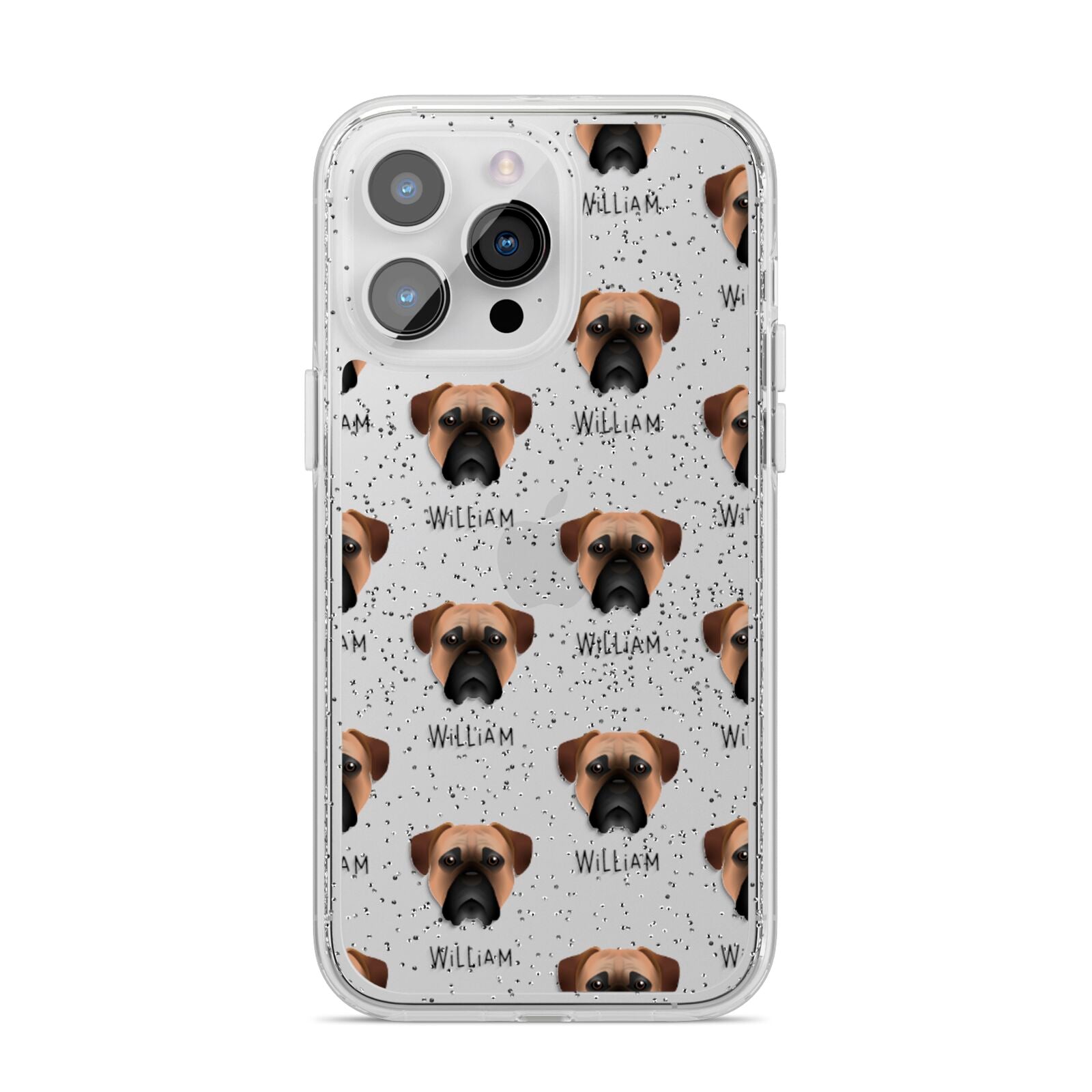 Bullmastiff Icon with Name iPhone 14 Pro Max Glitter Tough Case Silver