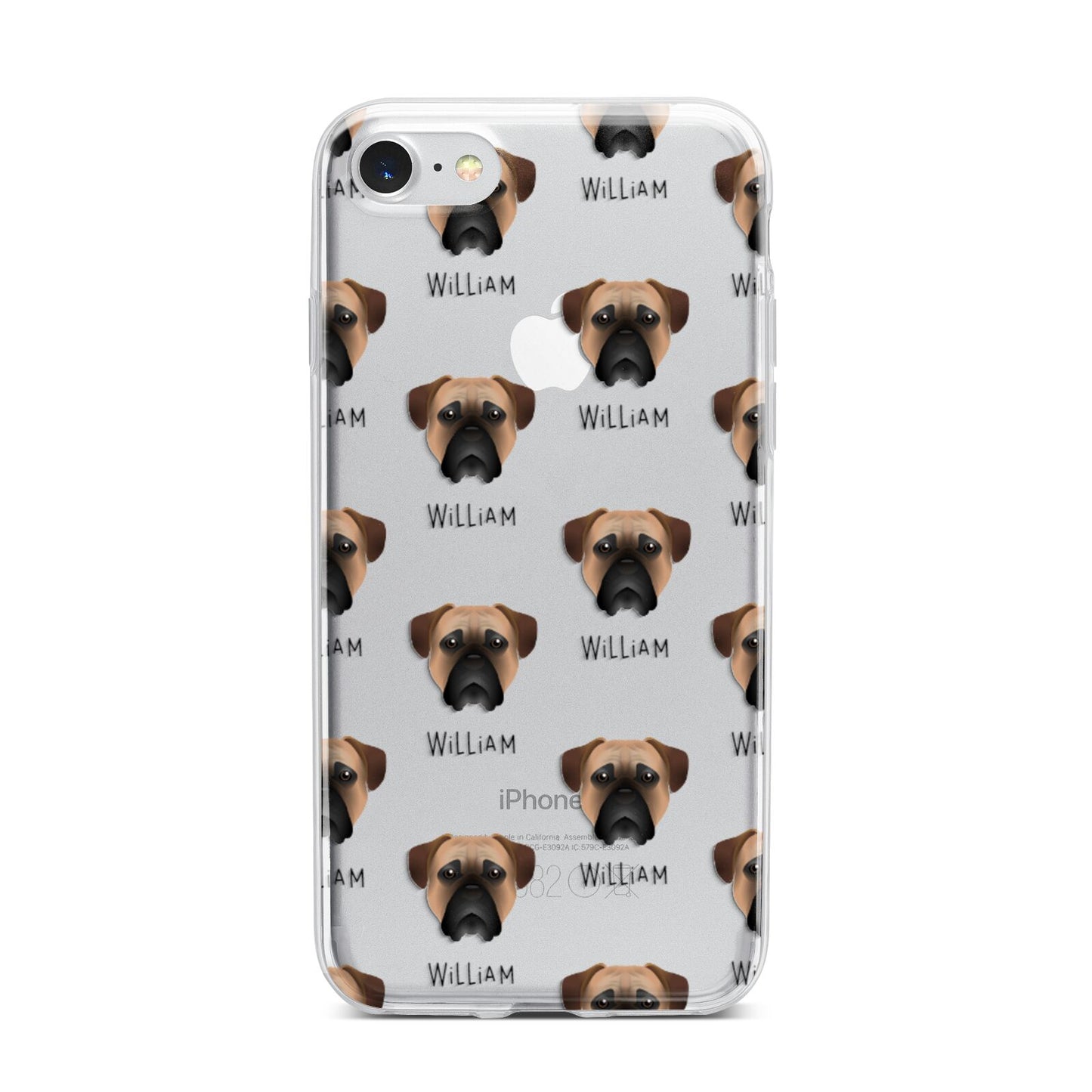 Bullmastiff Icon with Name iPhone 7 Bumper Case on Silver iPhone