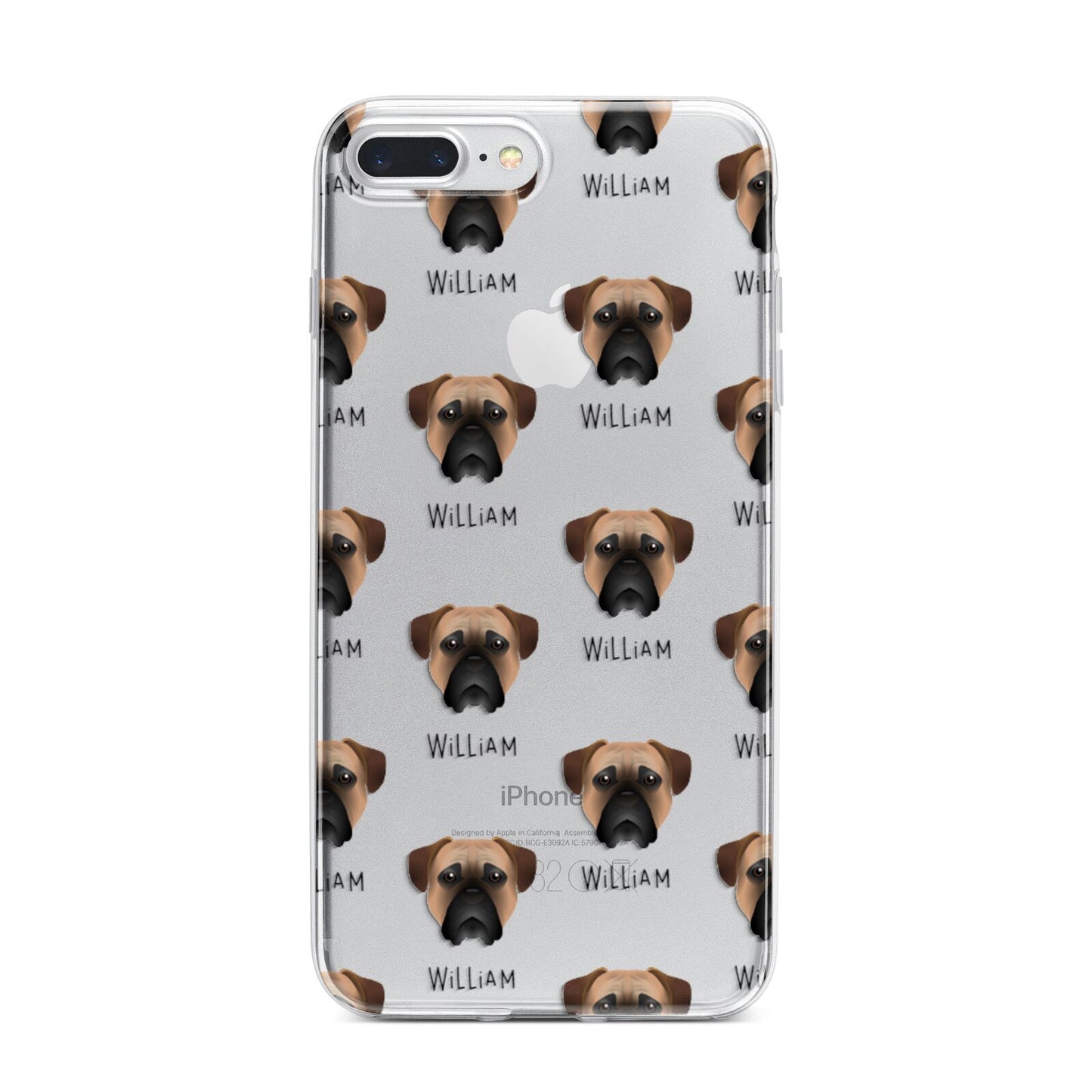 Bullmastiff Icon with Name iPhone 7 Plus Bumper Case on Silver iPhone