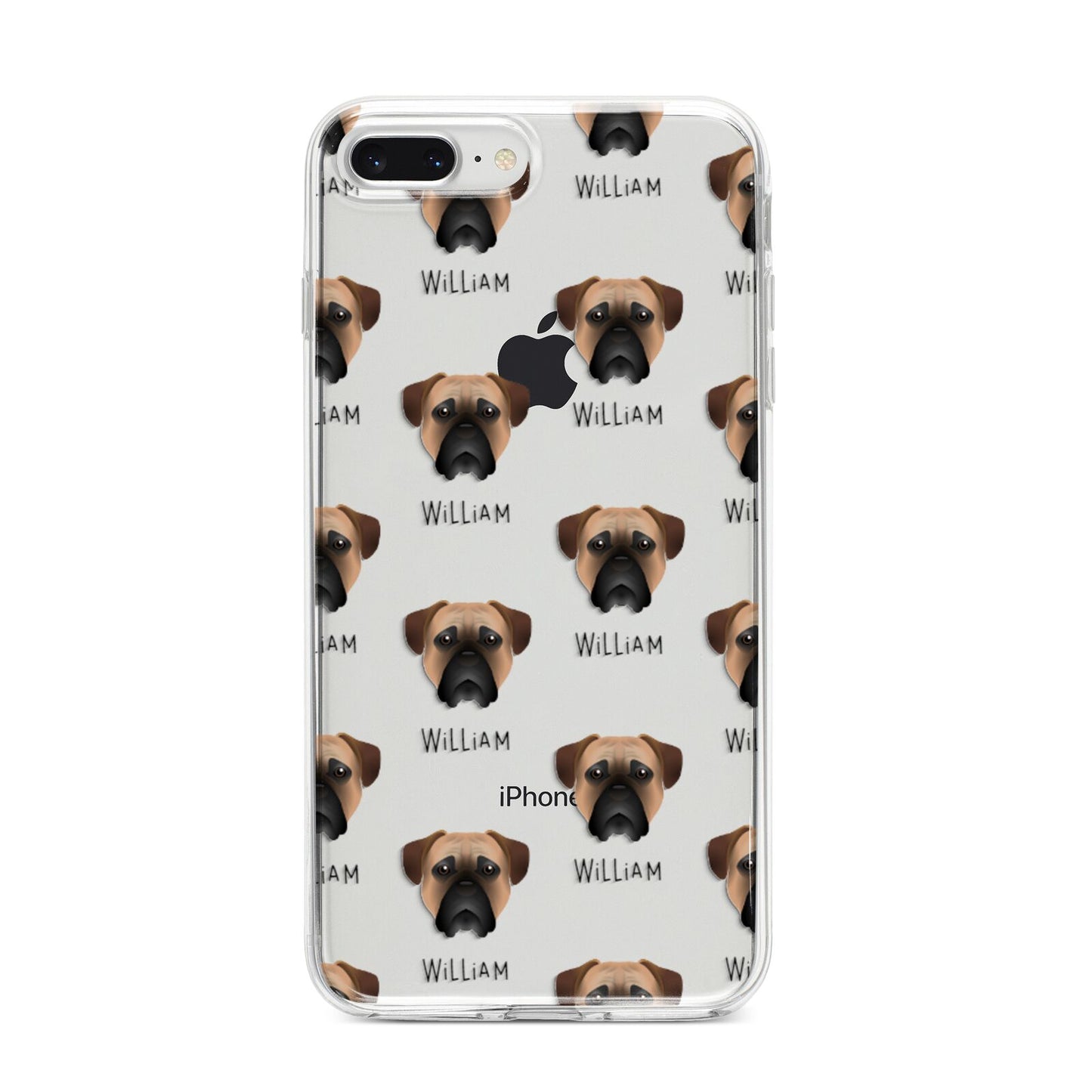 Bullmastiff Icon with Name iPhone 8 Plus Bumper Case on Silver iPhone