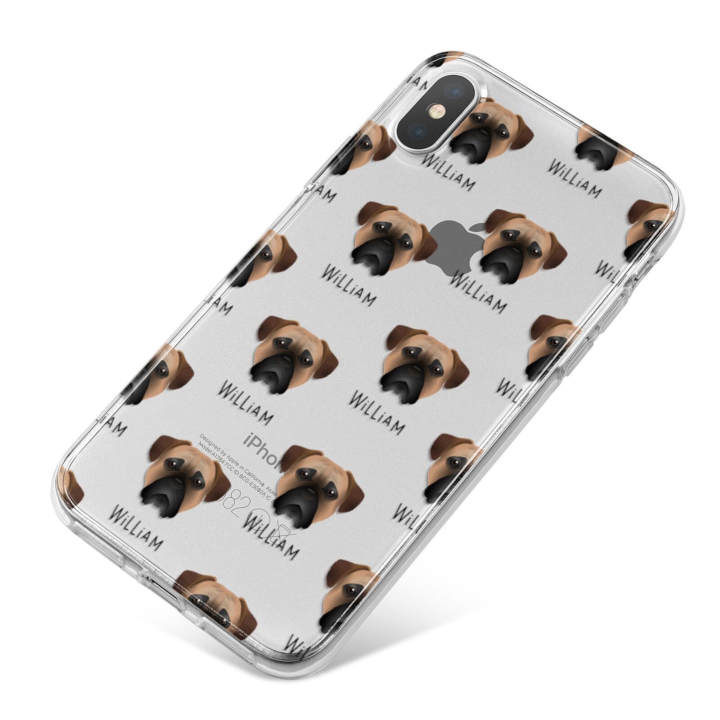 Bullmastiff Icon with Name iPhone X Bumper Case on Silver iPhone