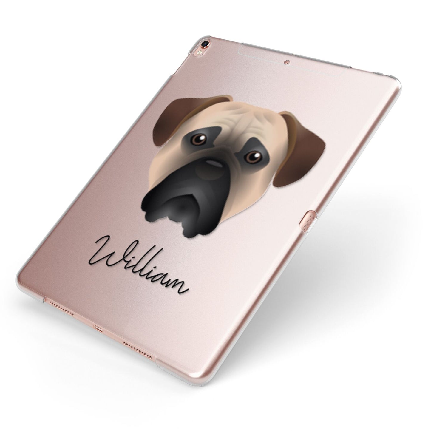 Bullmastiff Personalised Apple iPad Case on Rose Gold iPad Side View