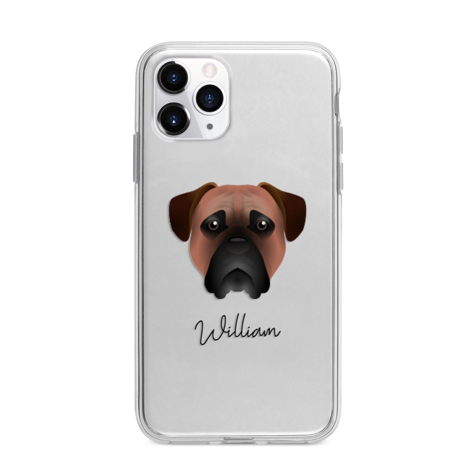 Bullmastiff Personalised Apple iPhone 11 Pro in Silver with Bumper Case