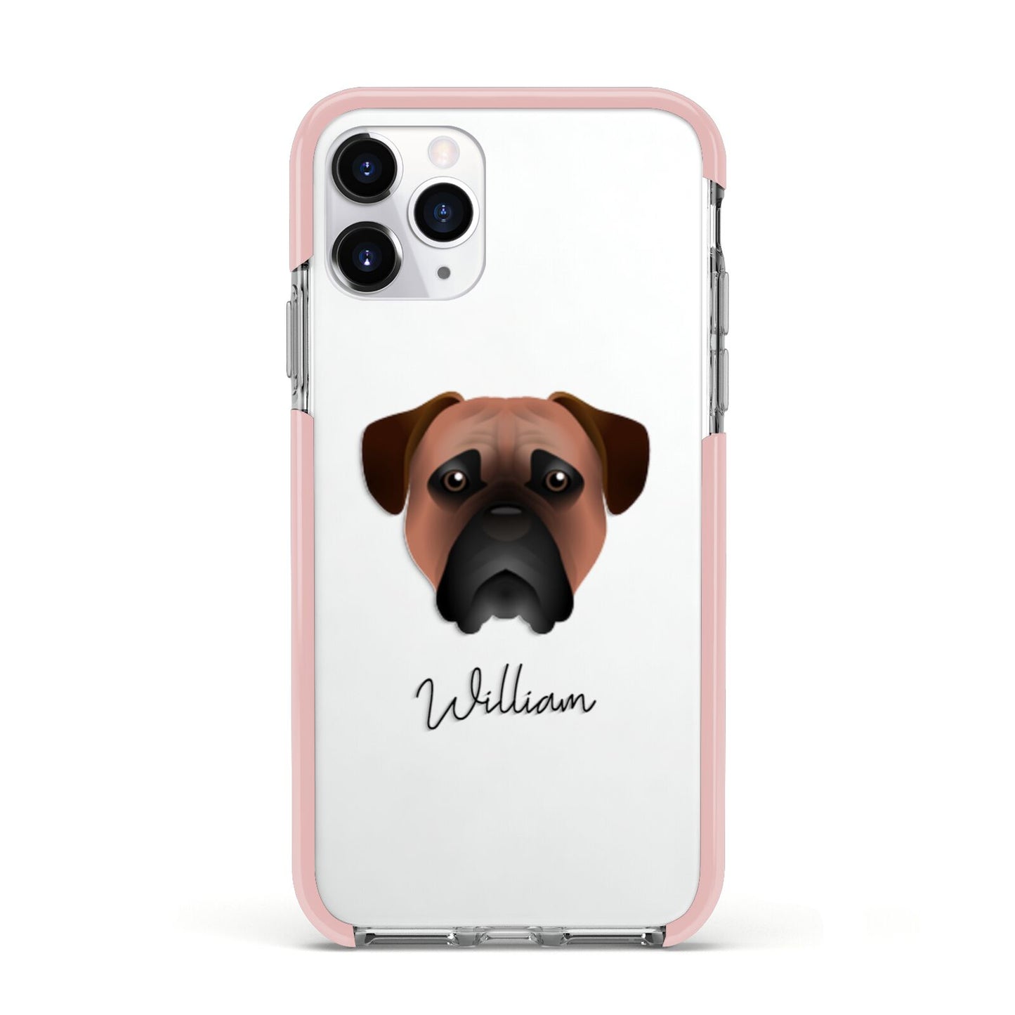 Bullmastiff Personalised Apple iPhone 11 Pro in Silver with Pink Impact Case