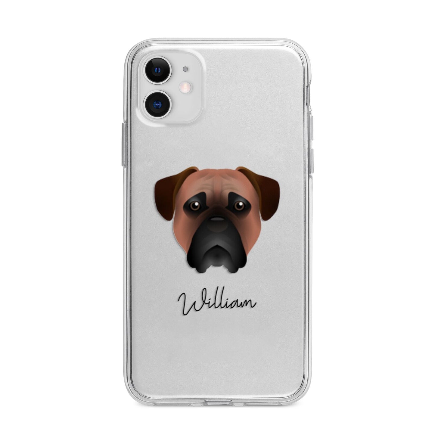 Bullmastiff Personalised Apple iPhone 11 in White with Bumper Case
