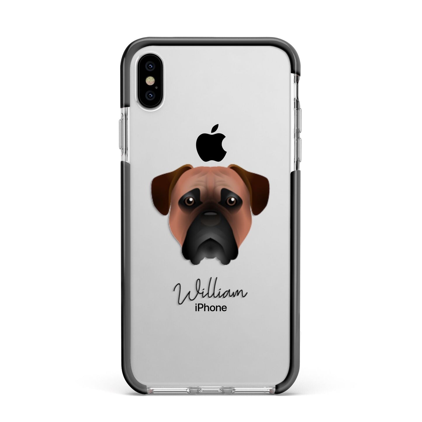 Bullmastiff Personalised Apple iPhone Xs Max Impact Case Black Edge on Silver Phone