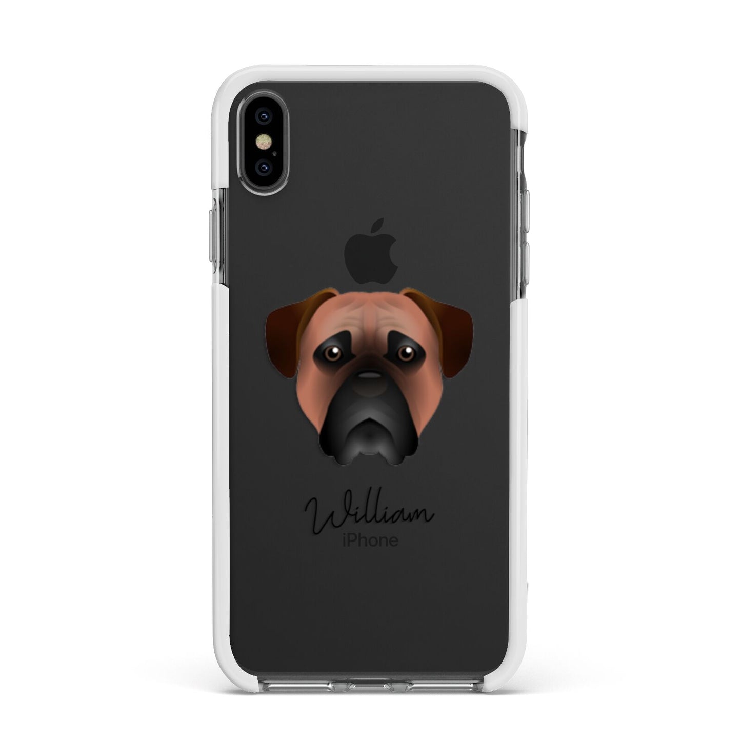 Bullmastiff Personalised Apple iPhone Xs Max Impact Case White Edge on Black Phone