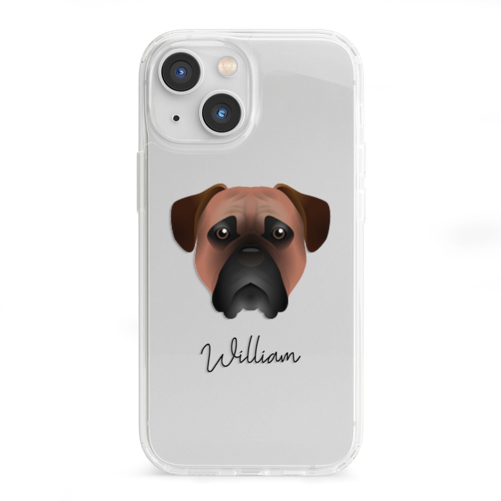 Bullmastiff Personalised iPhone 13 Mini Clear Bumper Case