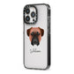 Bullmastiff Personalised iPhone 13 Pro Black Impact Case Side Angle on Silver phone