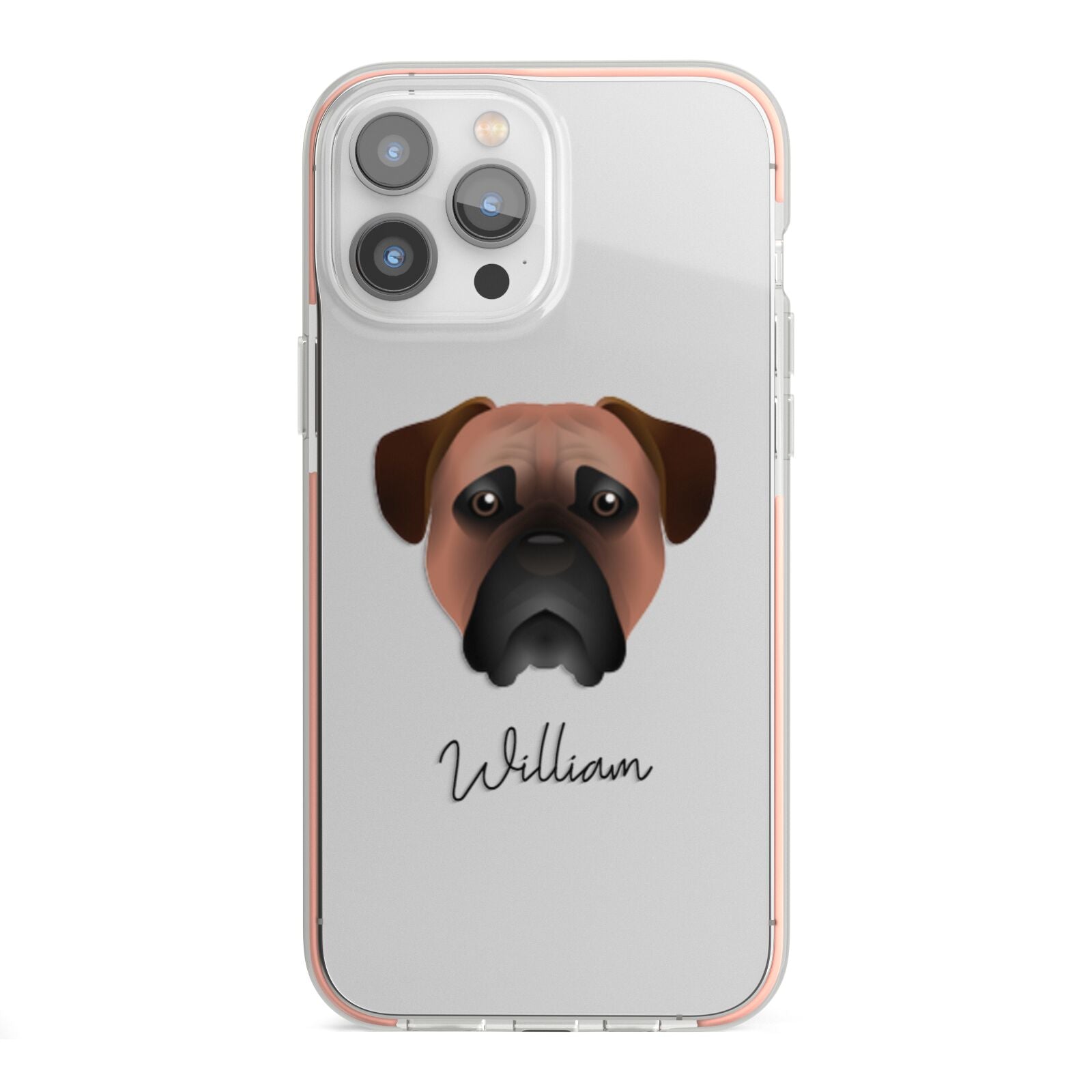 Bullmastiff Personalised iPhone 13 Pro Max TPU Impact Case with Pink Edges