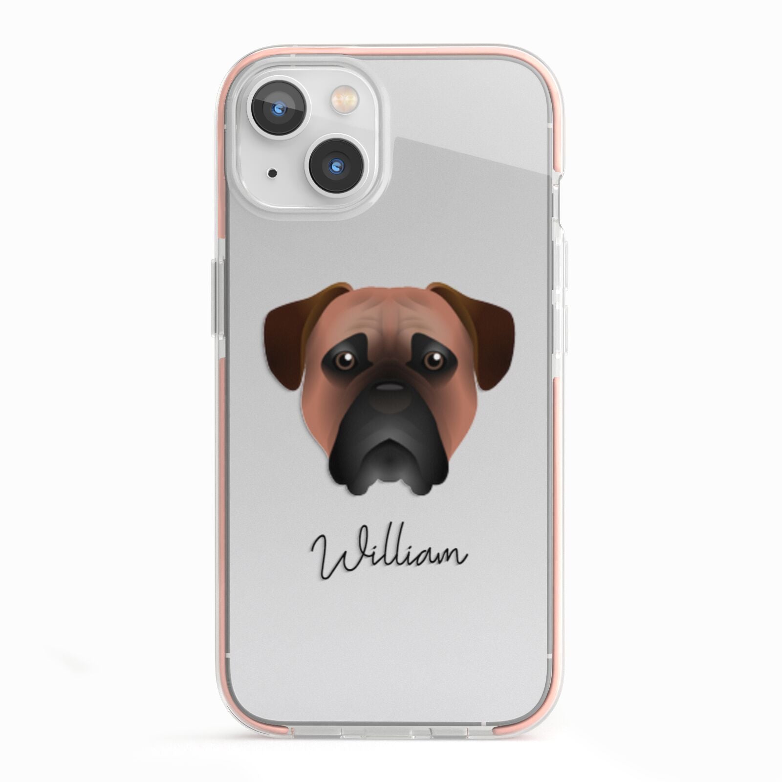 Bullmastiff Personalised iPhone 13 TPU Impact Case with Pink Edges