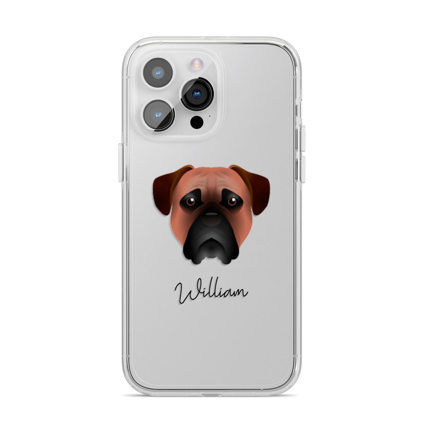 Bullmastiff Personalised iPhone 14 Pro Max Clear Tough Case Silver